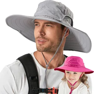 2 Pack Wide Brim Sun Hats with Waterproof Breathable for Fishing, Hiking, Camping