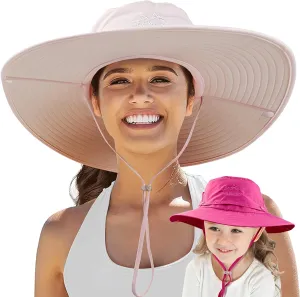 2 Pack Wide Brim Sun Hats with Waterproof Breathable for Fishing, Hiking, Camping