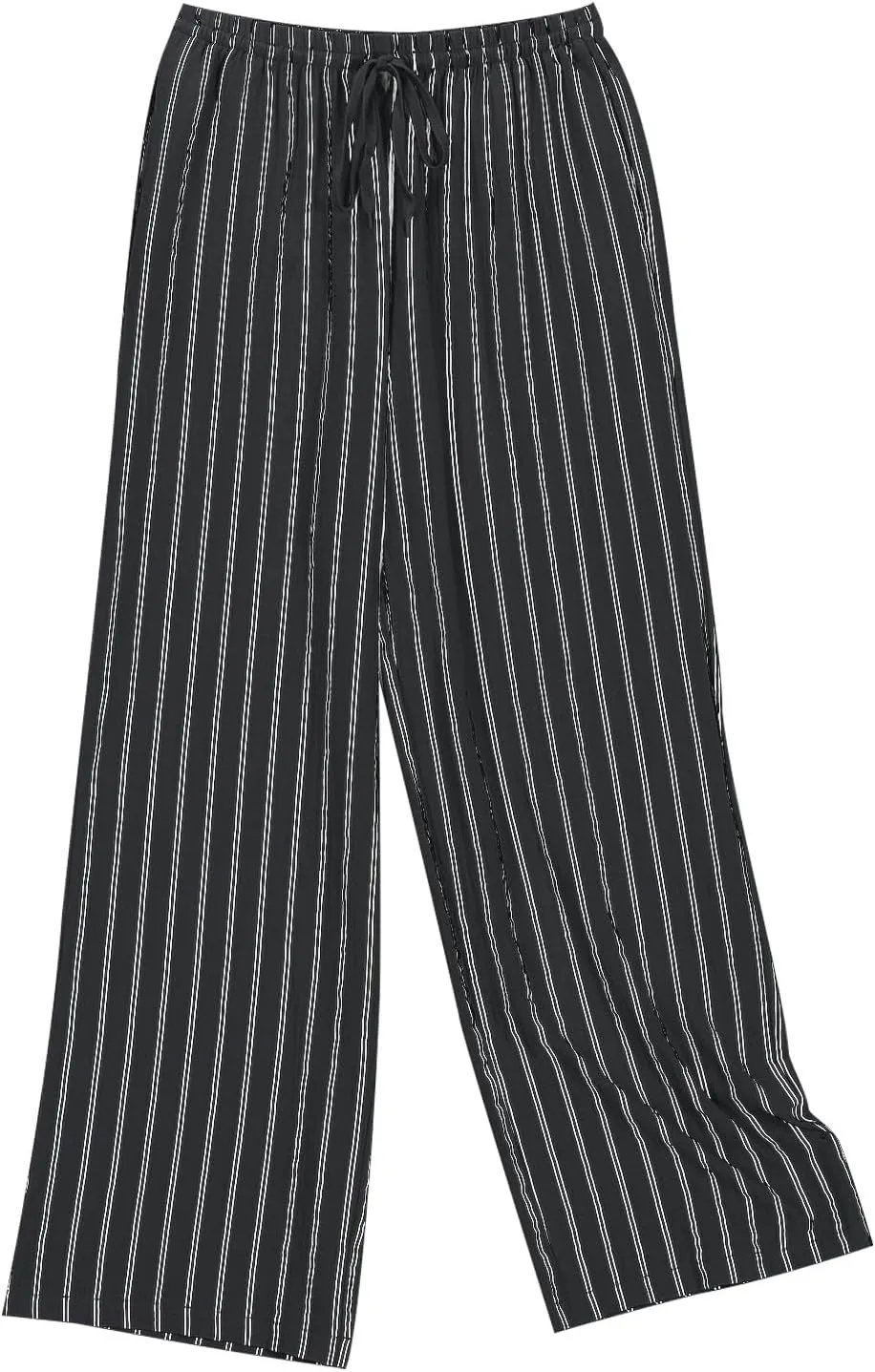 2025 Women Striped Wide Leg Pant Casual Drawstring Waist Pant Baggy Contrast Lounge Sleepwear Straight Leg Trouser