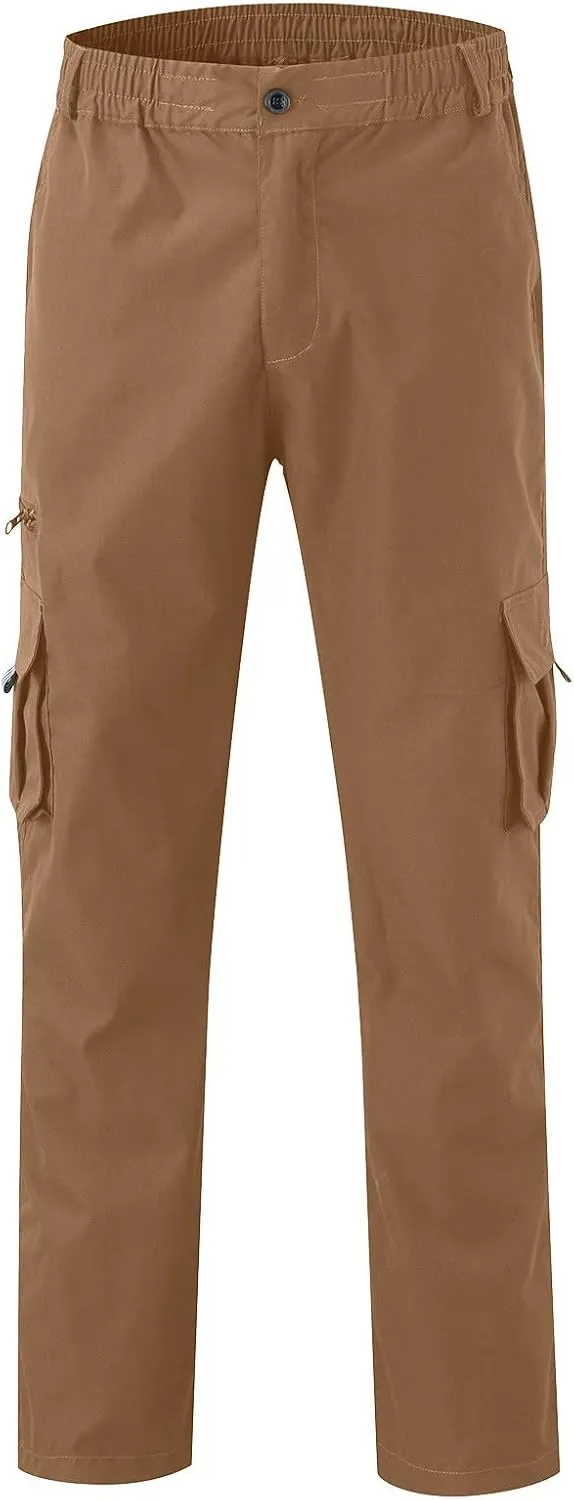 ADHOWBEW Men's Cargo Pants Pockets Relaxed Fit Outdoor Work Elastic Pants