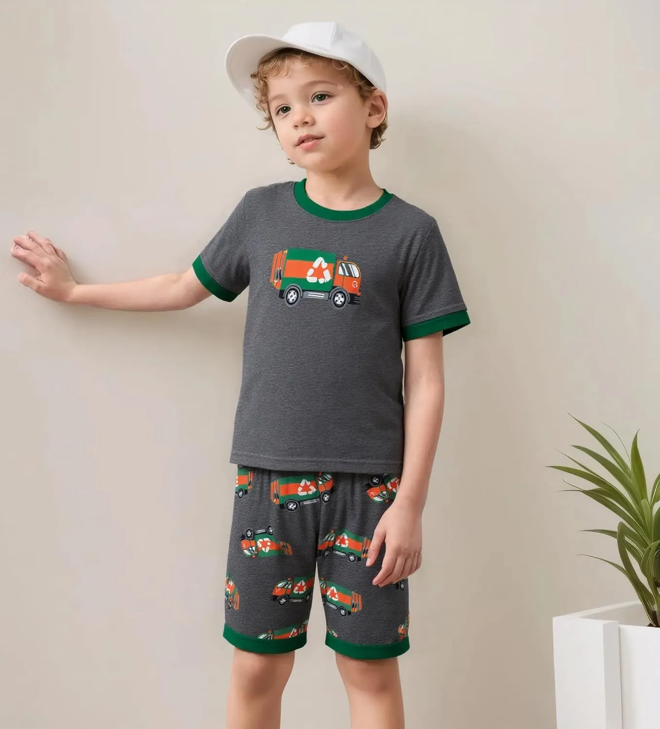 Akyzic Boys Pajamas 100% Cotton Planet Pjs Toddler 2 Piece Short Sleeve Sleepwear Summer Kids Clothes Set 3t-10t