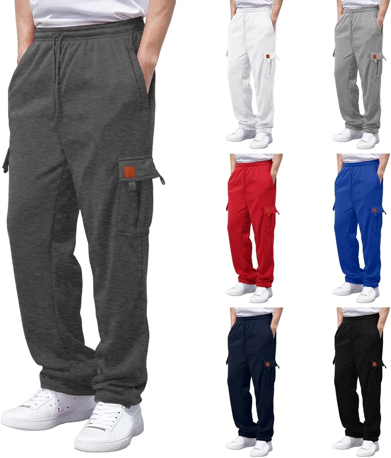 Alalaso Mens Cargo Pants 2024 Casual Cotton Jogger Multi Pockets Outdoor Hiking Work Sweatpants with Pockets