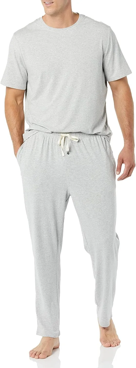 Amazon Essentials Men's Cotton Modal T-Shirt and Full-Length Bottom Pajama Set