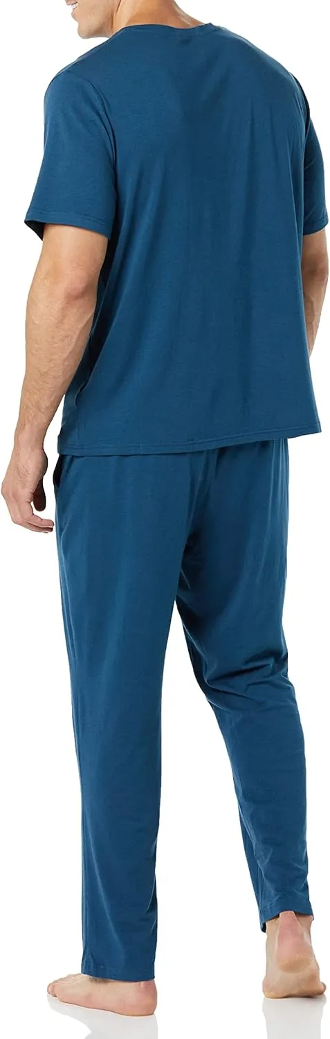 Amazon Essentials Men's Cotton Modal T-Shirt and Full-Length Bottom Pajama Set