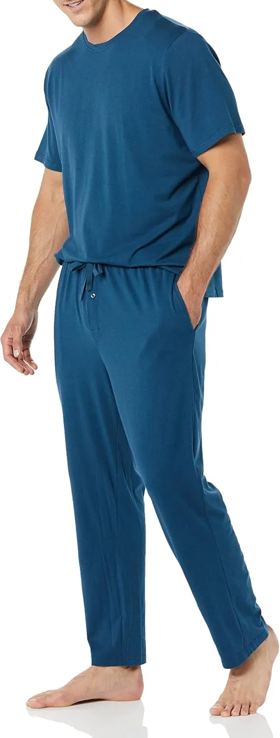 Amazon Essentials Men's Cotton Modal T-Shirt and Full-Length Bottom Pajama Set