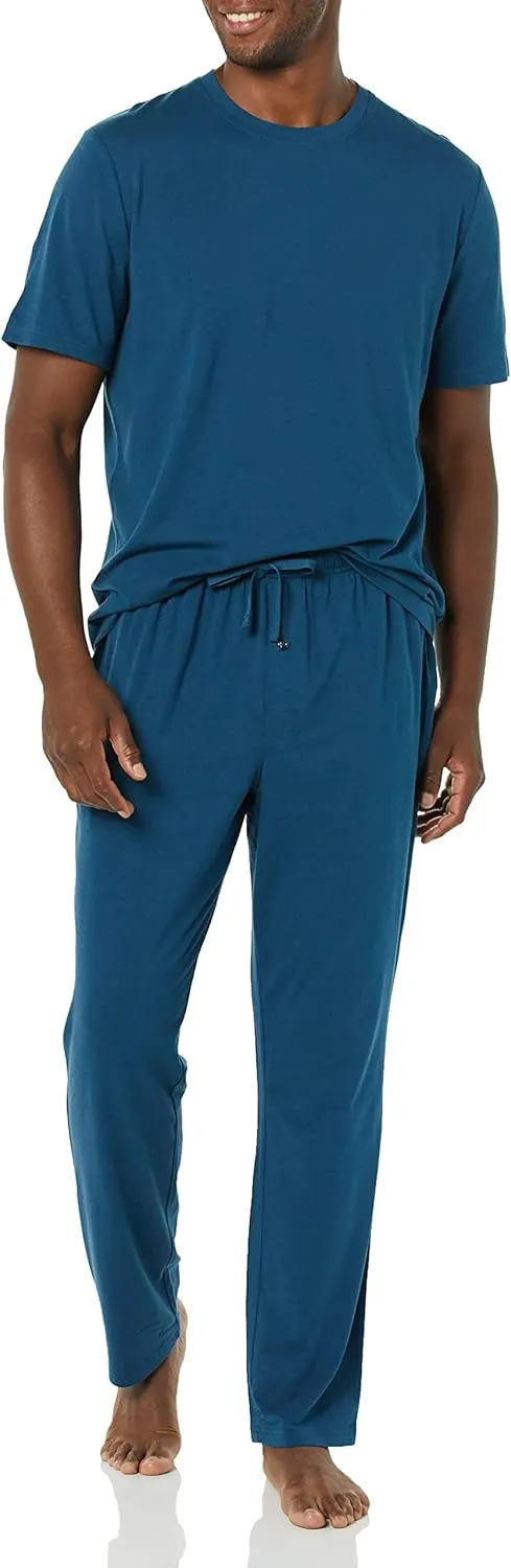 Amazon Essentials Men's Cotton Modal T-Shirt and Full-Length Bottom Pajama Set