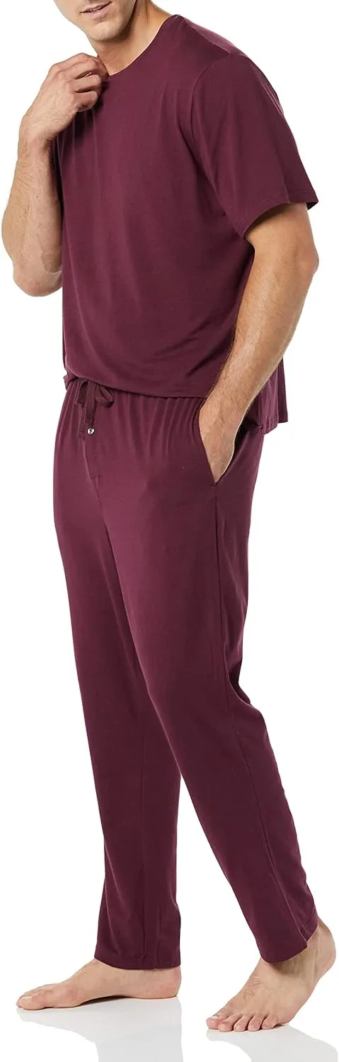 Amazon Essentials Men's Cotton Modal T-Shirt and Full-Length Bottom Pajama Set