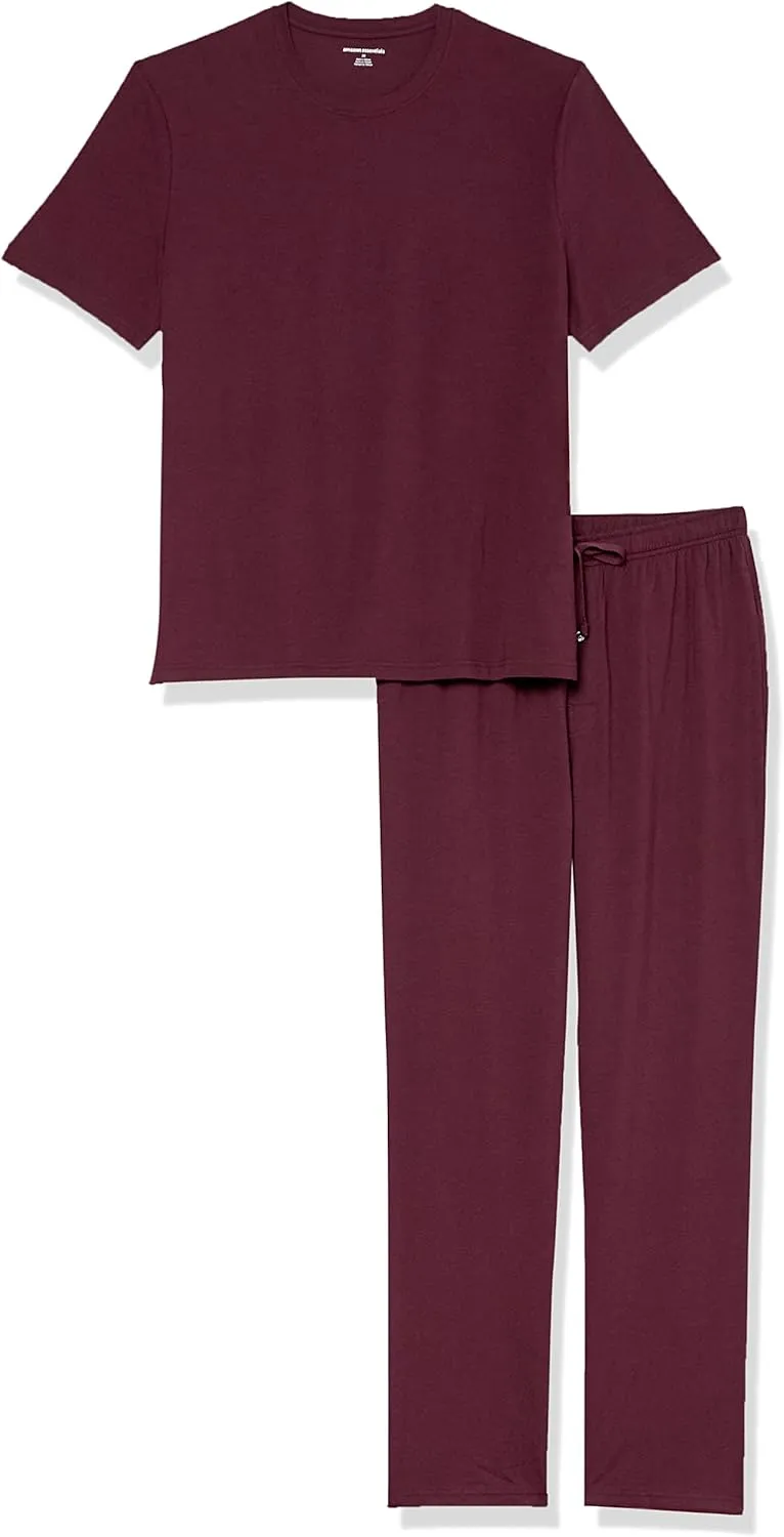 Amazon Essentials Men's Cotton Modal T-Shirt and Full-Length Bottom Pajama Set
