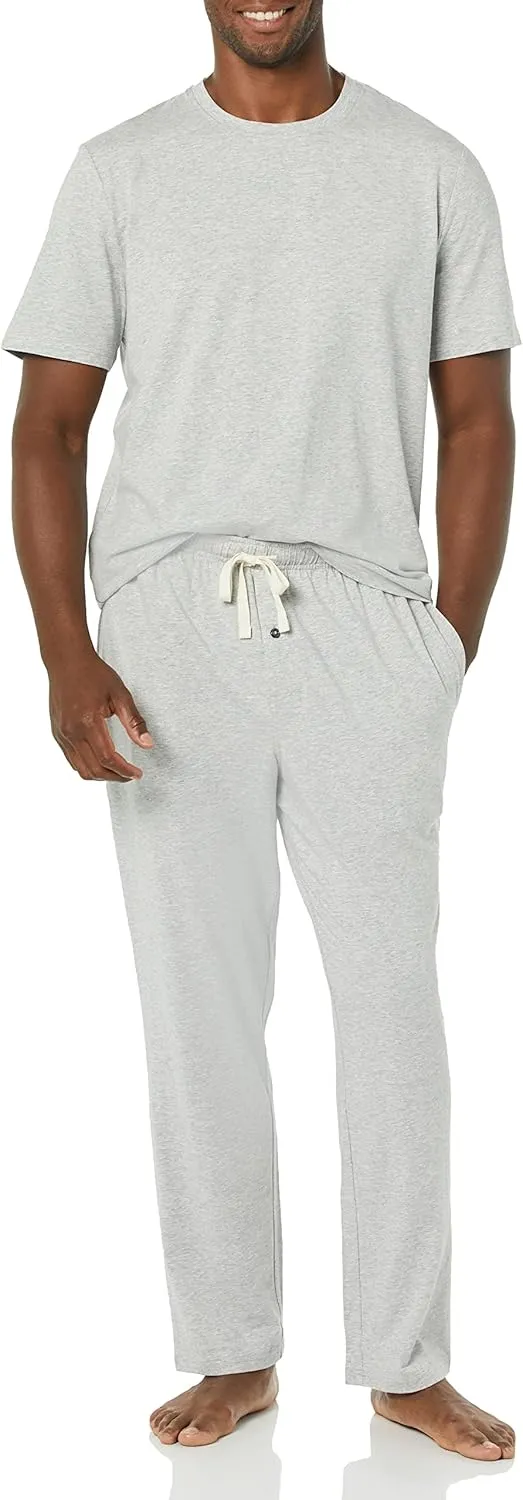Amazon Essentials Men's Cotton Modal T-Shirt and Full-Length Bottom Pajama Set