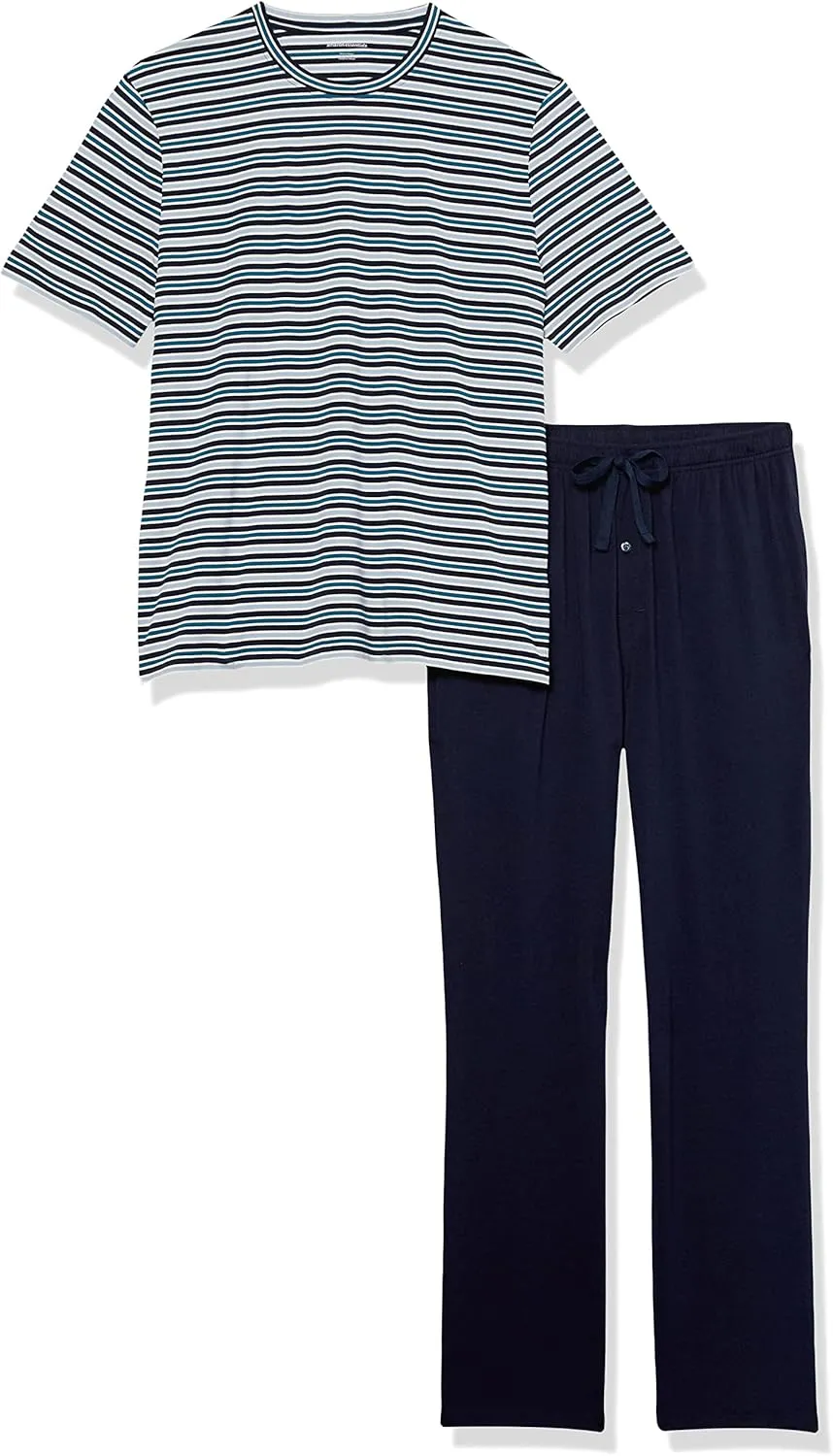 Amazon Essentials Men's Cotton Modal T-Shirt and Full-Length Bottom Pajama Set