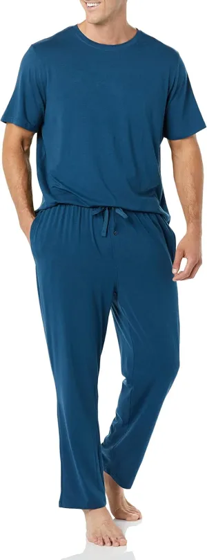 Amazon Essentials Men's Cotton Modal T-Shirt and Full-Length Bottom Pajama Set
