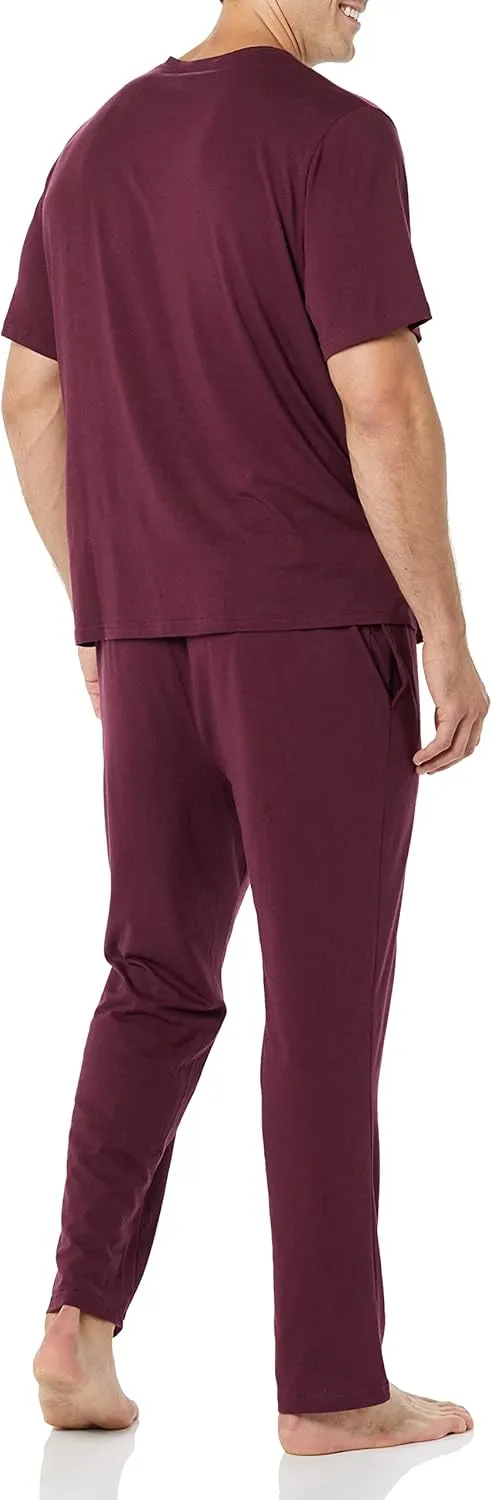 Amazon Essentials Men's Cotton Modal T-Shirt and Full-Length Bottom Pajama Set