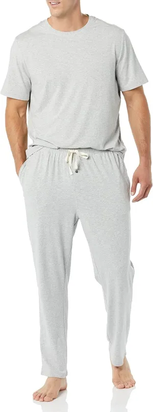 Amazon Essentials Men's Cotton Modal T-Shirt and Full-Length Bottom Pajama Set