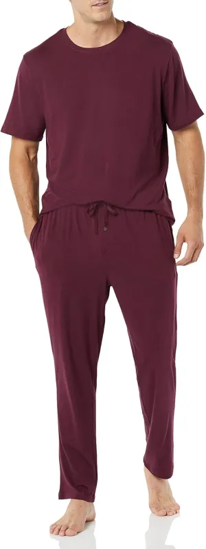 Amazon Essentials Men's Cotton Modal T-Shirt and Full-Length Bottom Pajama Set