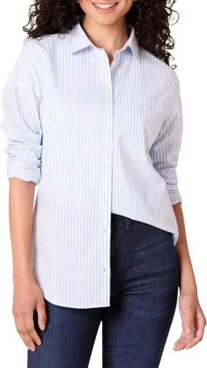 Amazon Essentials Women's Classic-Fit Long-Sleeve Button-Down Poplin Shirt
