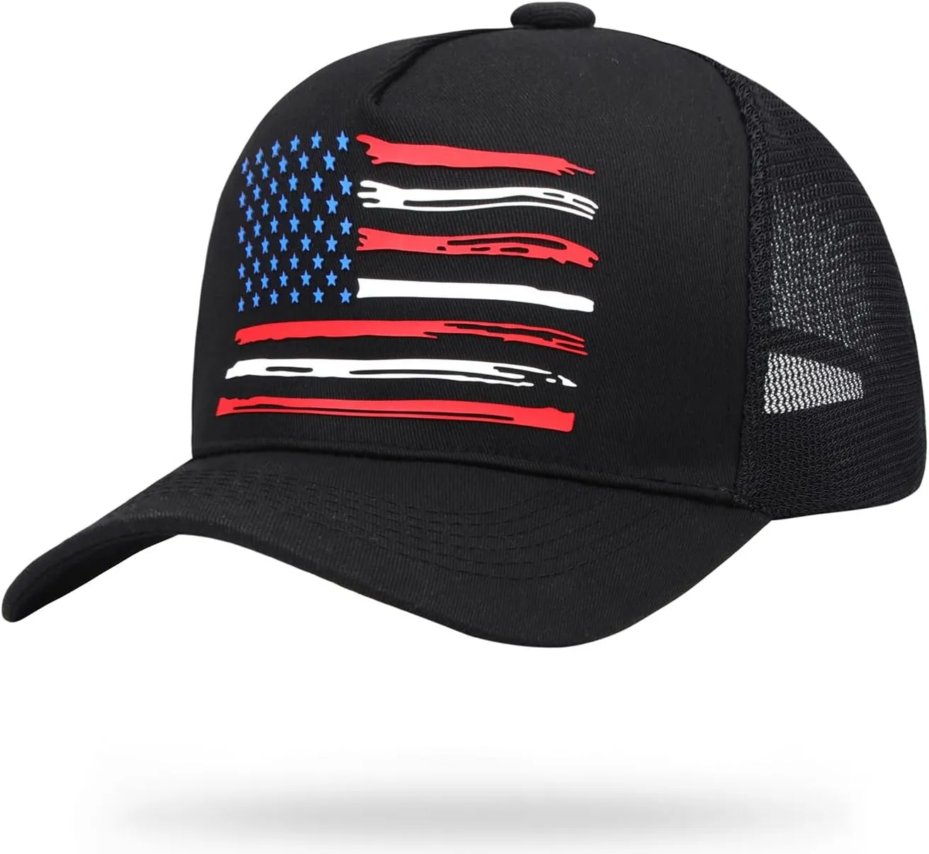 American Flag Trucker Hat Baseball Caps Snapback Hat for Men Women Breathable Mesh Side Adjustable Hats