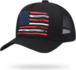 American Flag Trucker Hat Baseball Caps Snapback Hat for Men Women Breathable Mesh Side Adjustable Hats