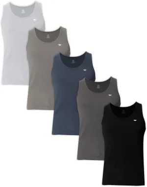AMERICAN HEAVEN Men's 5 Pack Tank Tops | Ultra Soft Cotton Rayon Stretch Athletic Workout Tanks
