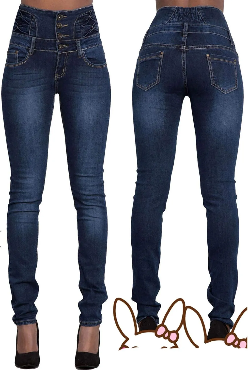 Andongnywell Plus Size Skinny High Waisted Jeans Leggings for Women Butt Lift Denim Jeans Jeggings Trousers