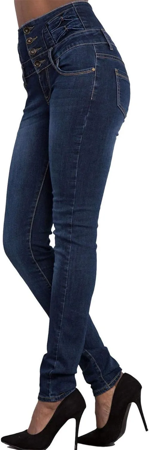 Andongnywell Plus Size Skinny High Waisted Jeans Leggings for Women Butt Lift Denim Jeans Jeggings Trousers
