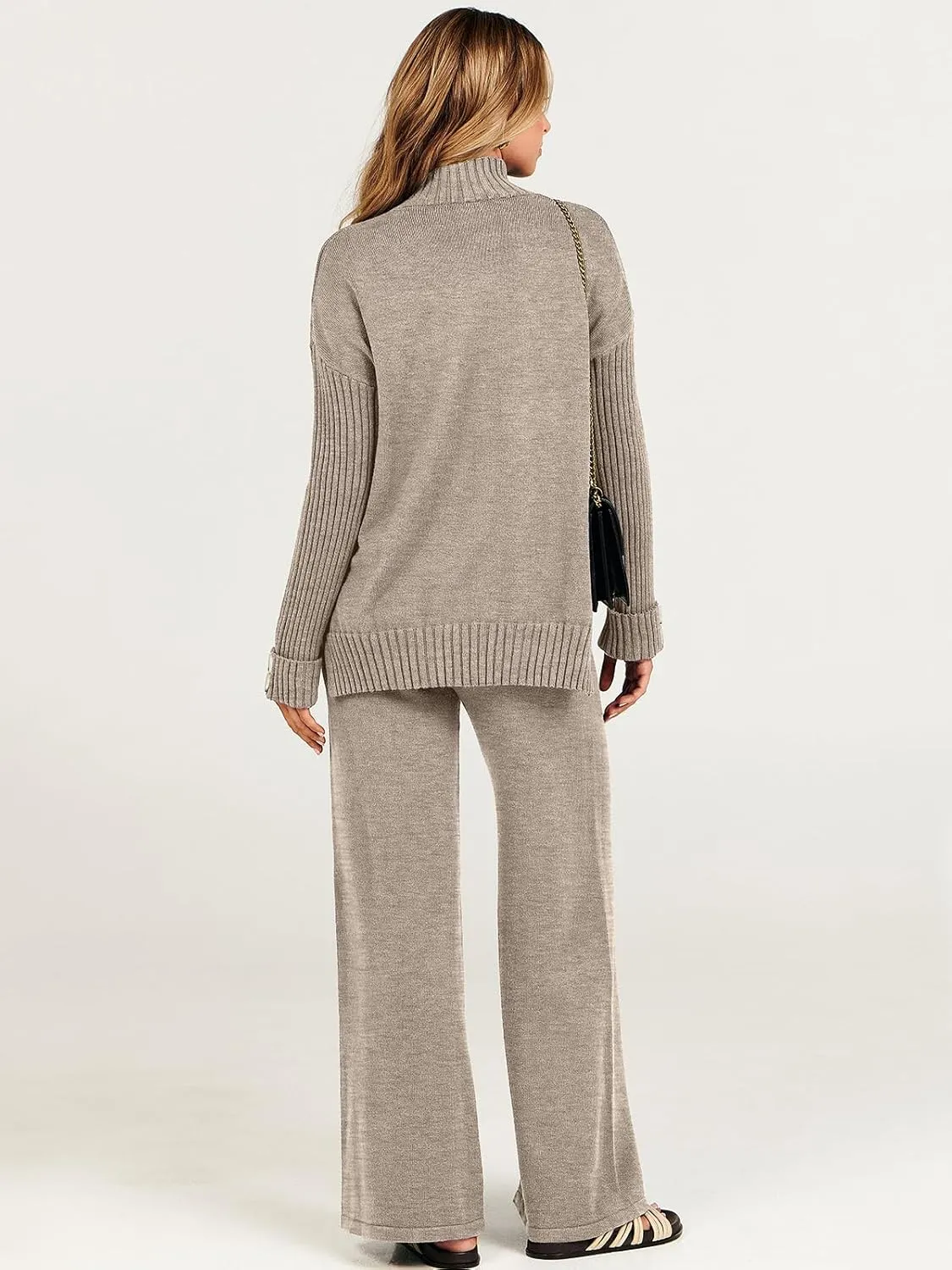 ANRABESS Women's 2 Piece Outfit Sweater Lounge Sets Long Sleeve Knit Pullover Wide Leg Pant Tracksuit Loungewear 2024 Fashion