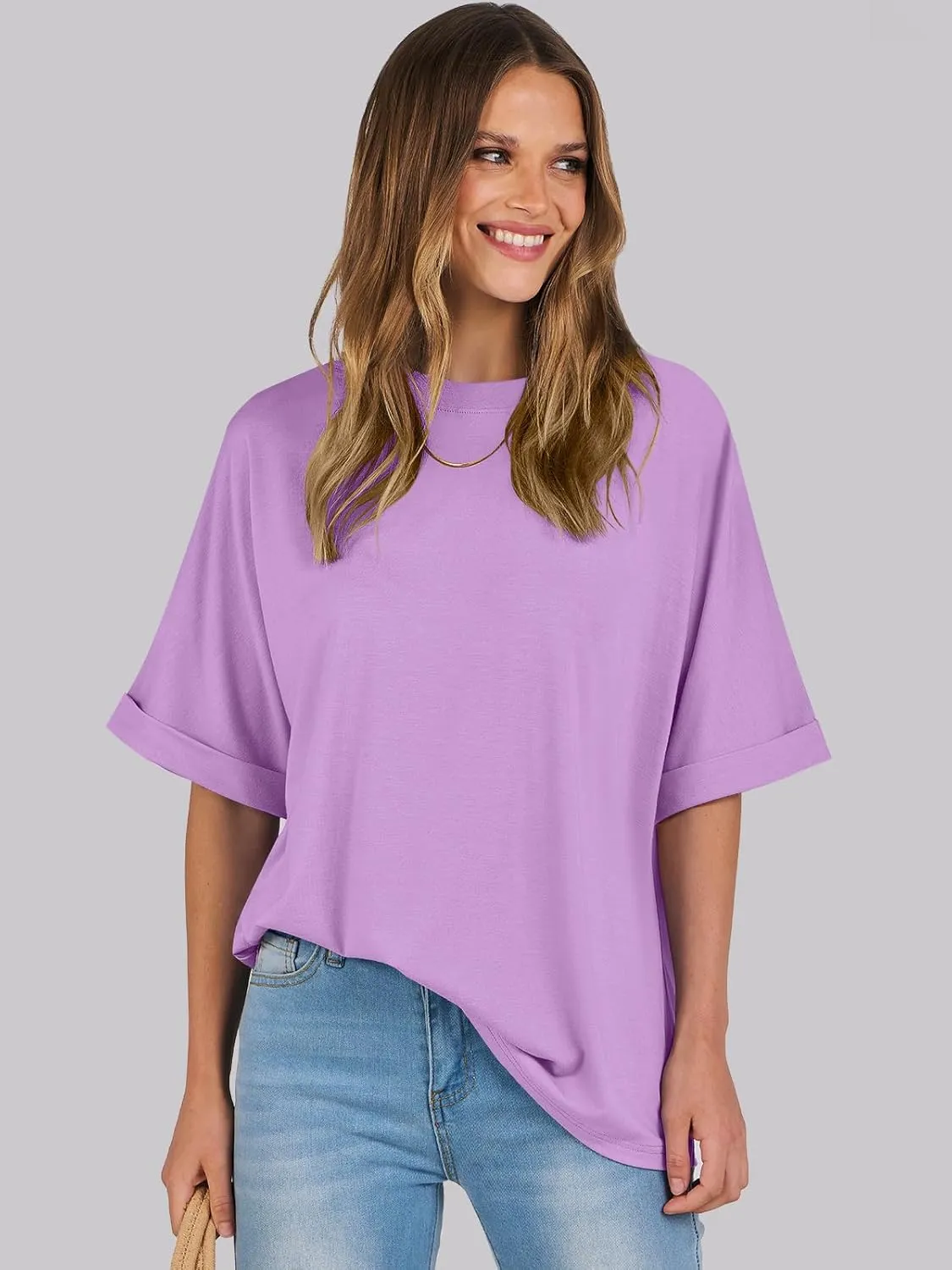 ANRABESS Womens Tops Oversized T Shirts Short Sleeve Crewneck Summer Casual Loose Basic Tee Shirt 2025 Trendy Fashion Clothes