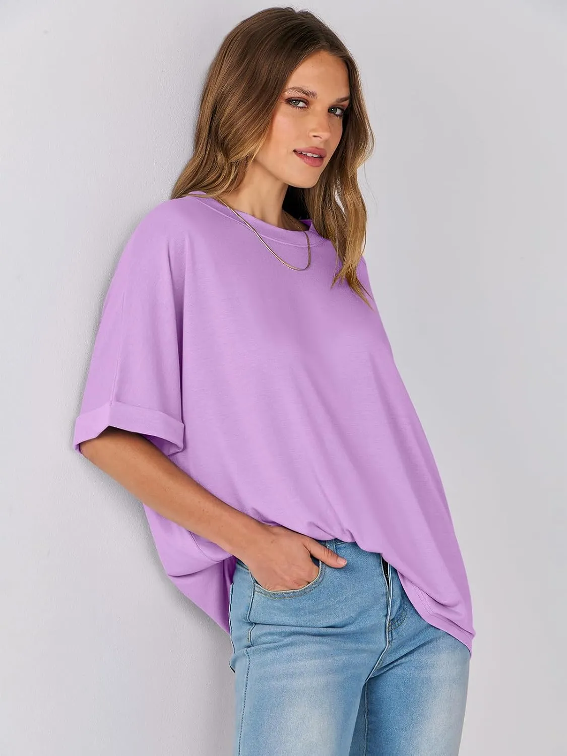 ANRABESS Womens Tops Oversized T Shirts Short Sleeve Crewneck Summer Casual Loose Basic Tee Shirt 2025 Trendy Fashion Clothes