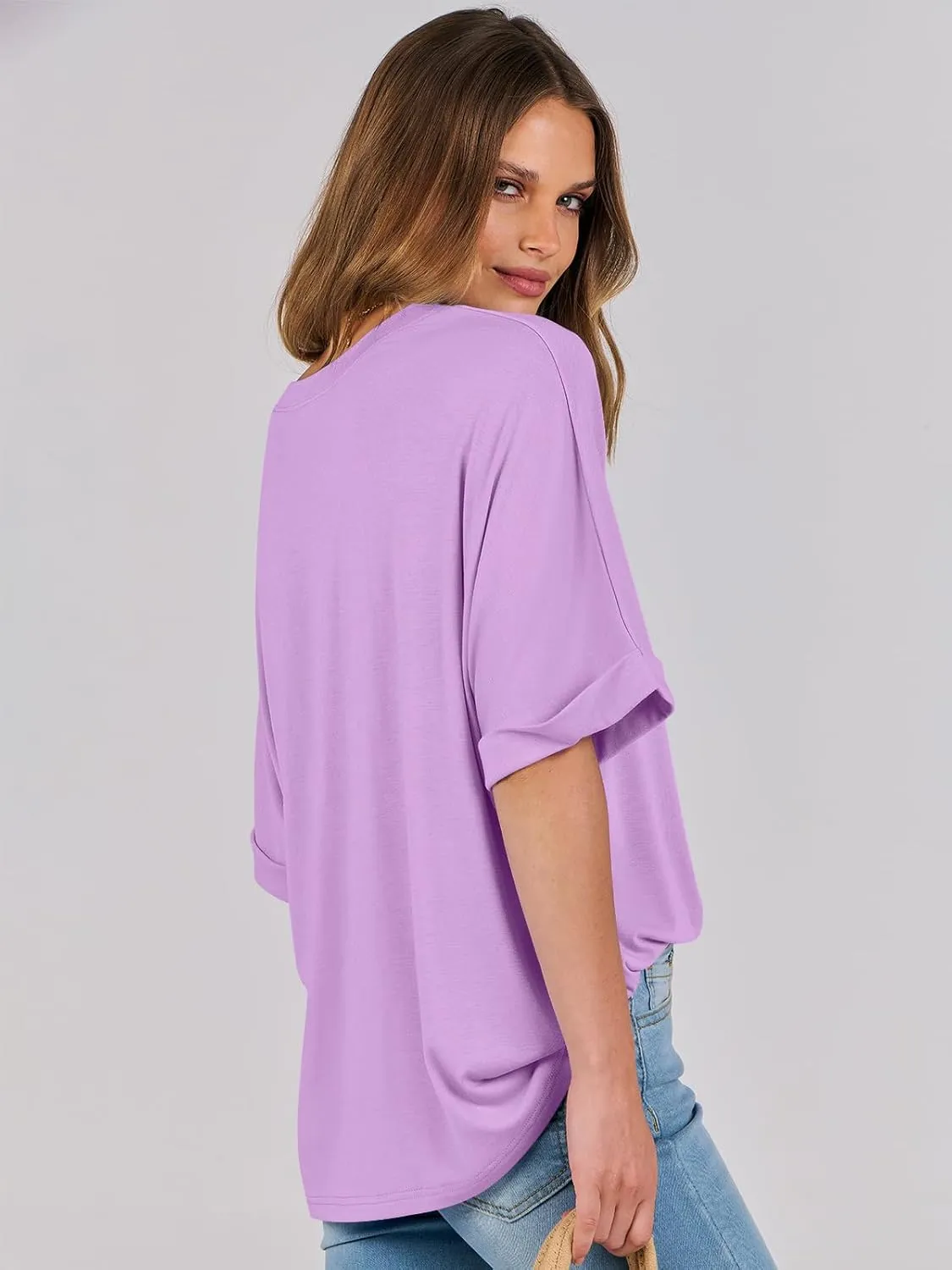 ANRABESS Womens Tops Oversized T Shirts Short Sleeve Crewneck Summer Casual Loose Basic Tee Shirt 2025 Trendy Fashion Clothes