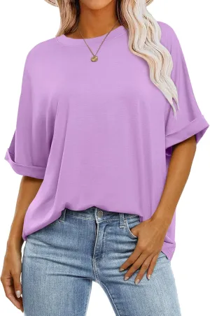 ANRABESS Womens Tops Oversized T Shirts Short Sleeve Crewneck Summer Casual Loose Basic Tee Shirt 2025 Trendy Fashion Clothes