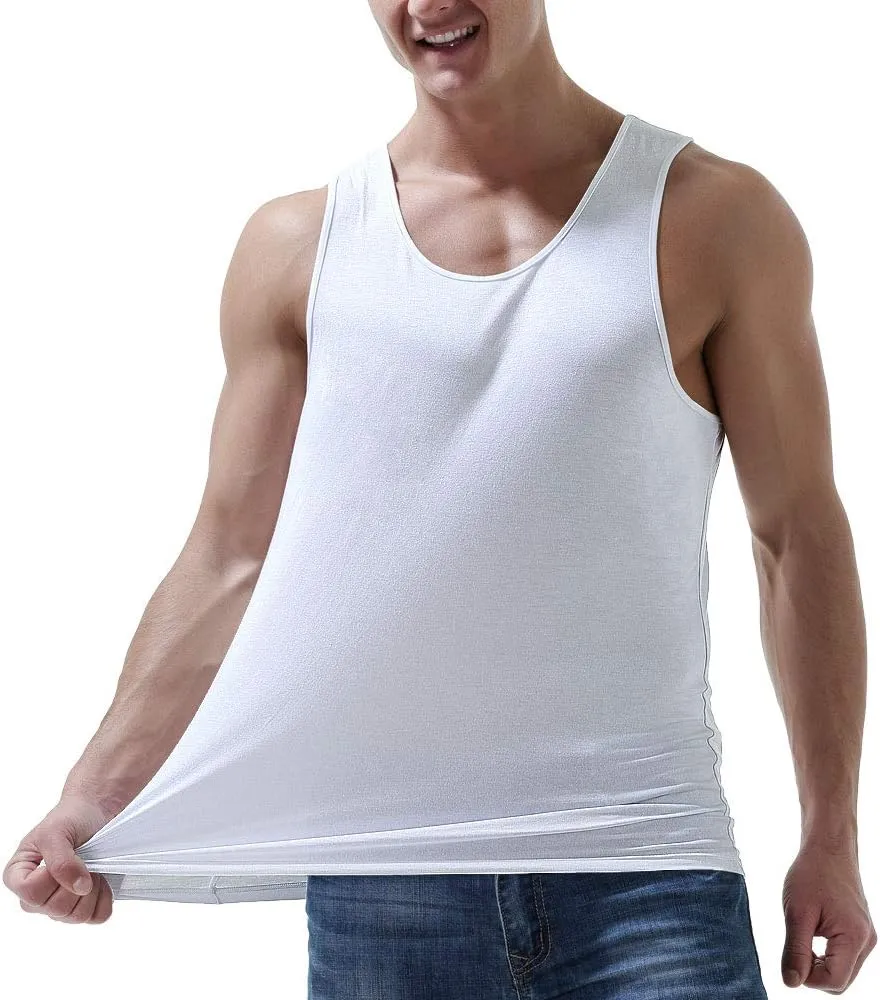 AORGSVI Men's Tank Tops Undershirts 3-Pack, Crew Neck Modal Comfort Soft Multipack A-Shirt