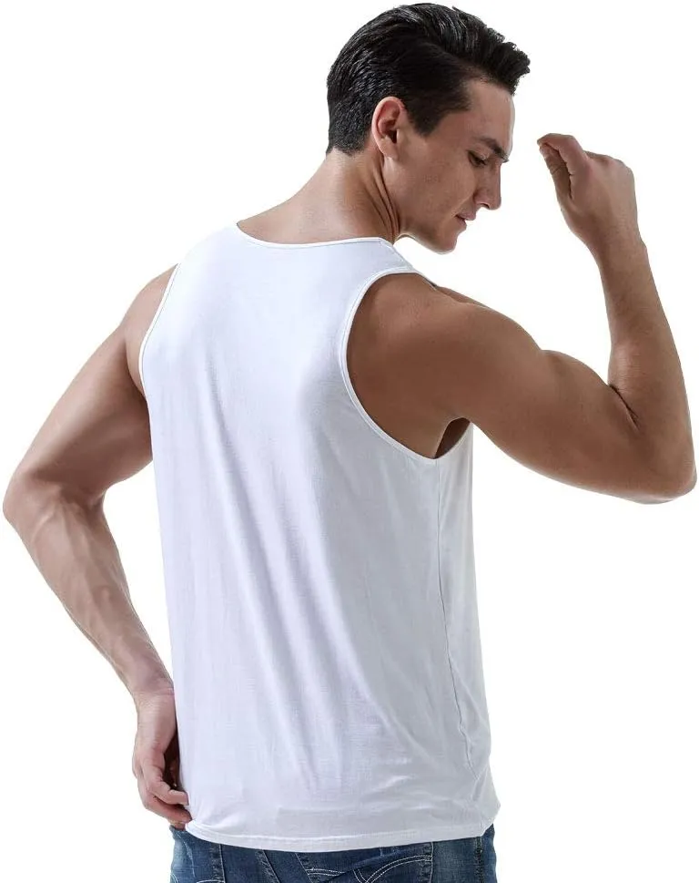 AORGSVI Men's Tank Tops Undershirts 3-Pack, Crew Neck Modal Comfort Soft Multipack A-Shirt