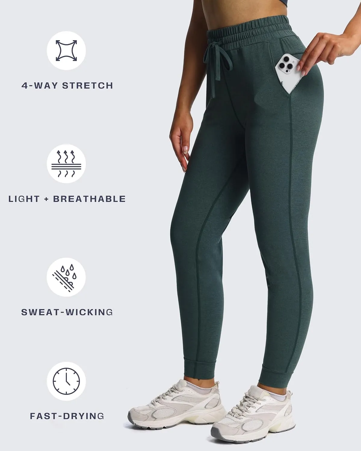 Aoxjox Sweatpants for Women Lounge Joggers with Pockets High Waisted Drawstring Running Sweatpant Lounge Pants 27.5"
