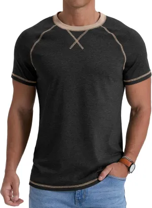 Askdeer Mens Cotton T-Shirt Short Sleeve Casual Shirts Lightweight Crew Neck Soft Summer Tops