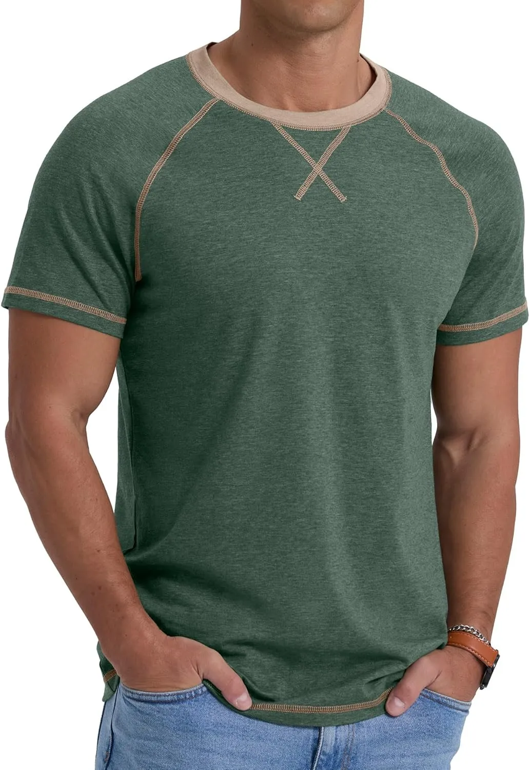 Askdeer Mens Cotton T-Shirt Short Sleeve Casual Shirts Lightweight Crew Neck Soft Summer Tops