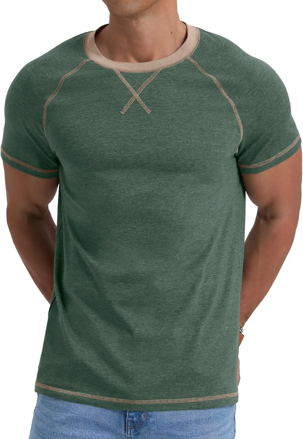 Askdeer Mens Cotton T-Shirt Short Sleeve Casual Shirts Lightweight Crew Neck Soft Summer Tops