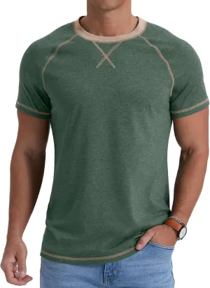 Askdeer Mens Cotton T-Shirt Short Sleeve Casual Shirts Lightweight Crew Neck Soft Summer Tops