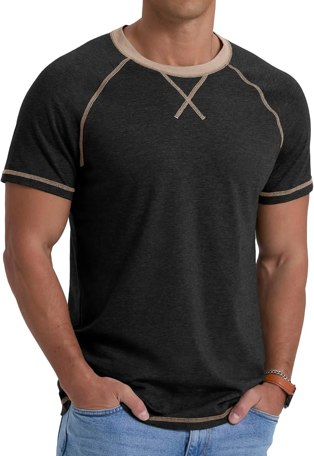 Askdeer Mens Cotton T-Shirt Short Sleeve Casual Shirts Lightweight Crew Neck Soft Summer Tops