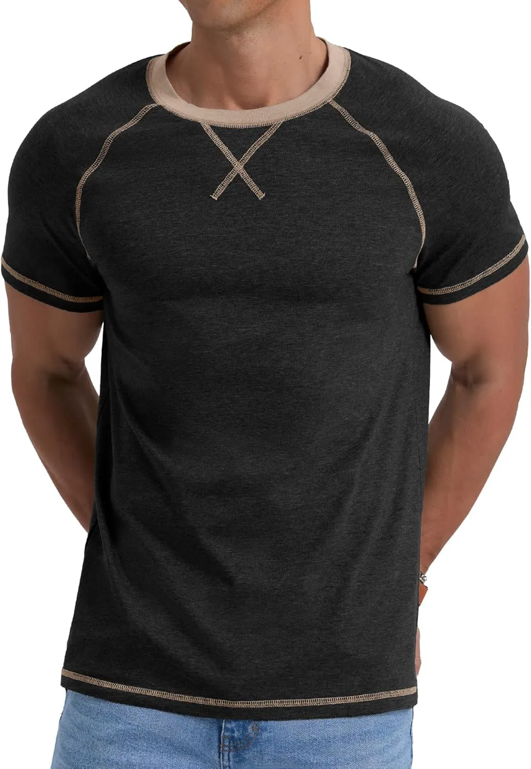 Askdeer Mens Cotton T-Shirt Short Sleeve Casual Shirts Lightweight Crew Neck Soft Summer Tops