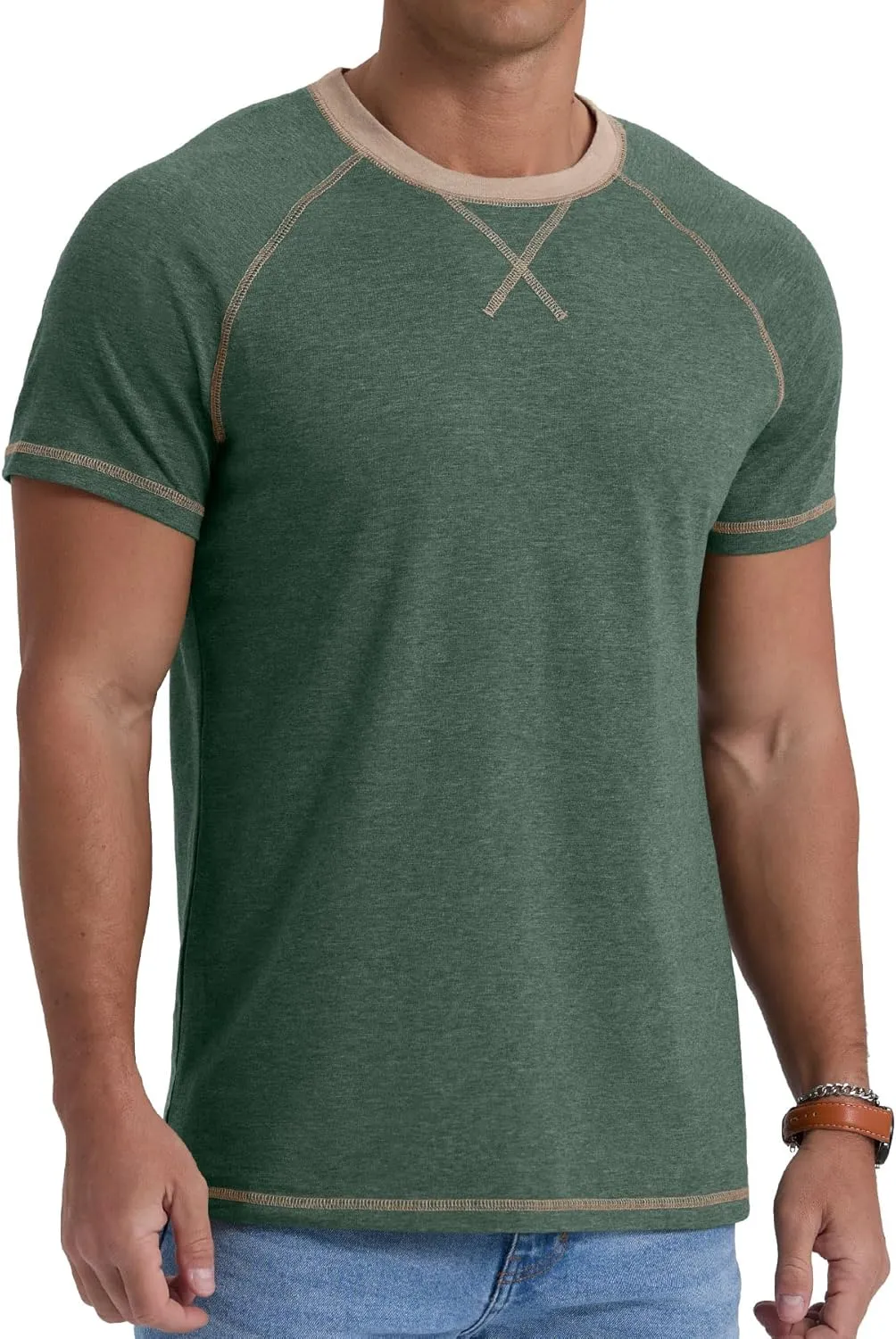 Askdeer Mens Cotton T-Shirt Short Sleeve Casual Shirts Lightweight Crew Neck Soft Summer Tops