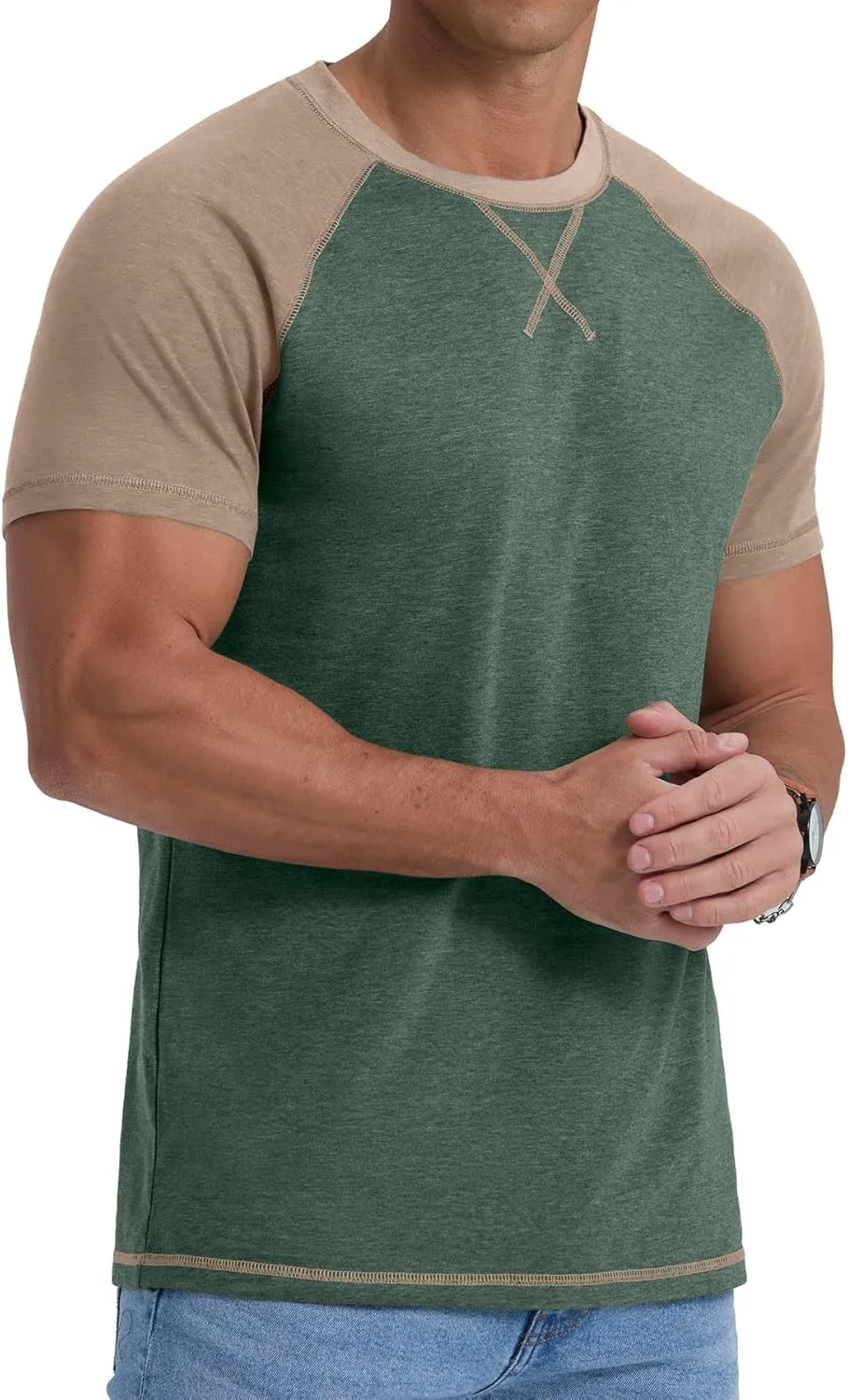 Askdeer Mens Cotton T-Shirt Short Sleeve Casual Shirts Lightweight Crew Neck Soft Summer Tops