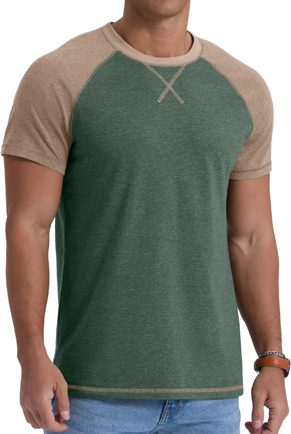 Askdeer Mens Cotton T-Shirt Short Sleeve Casual Shirts Lightweight Crew Neck Soft Summer Tops