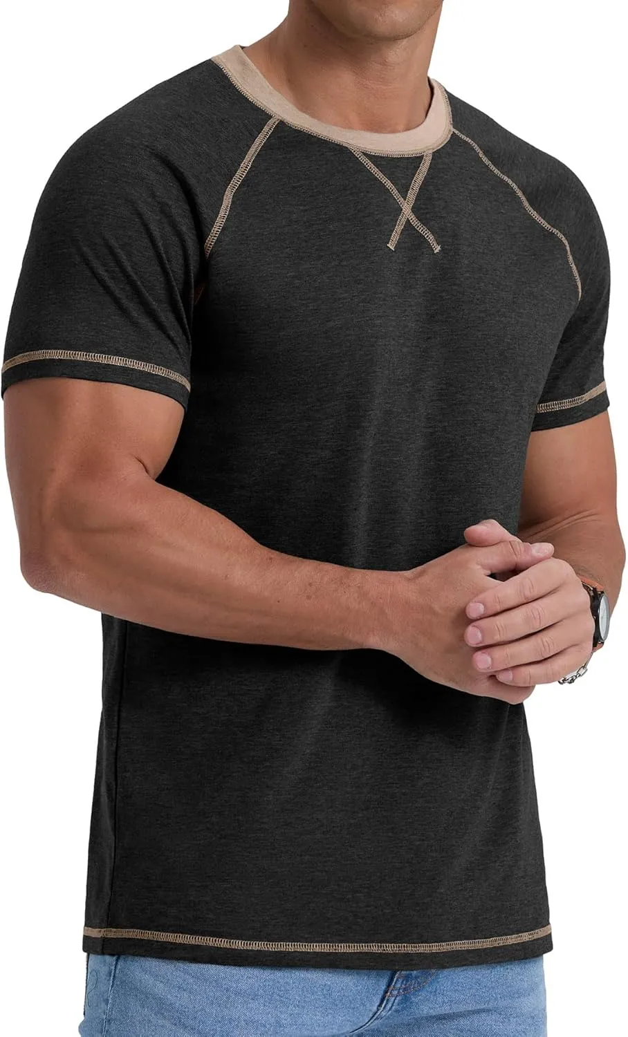 Askdeer Mens Cotton T-Shirt Short Sleeve Casual Shirts Lightweight Crew Neck Soft Summer Tops