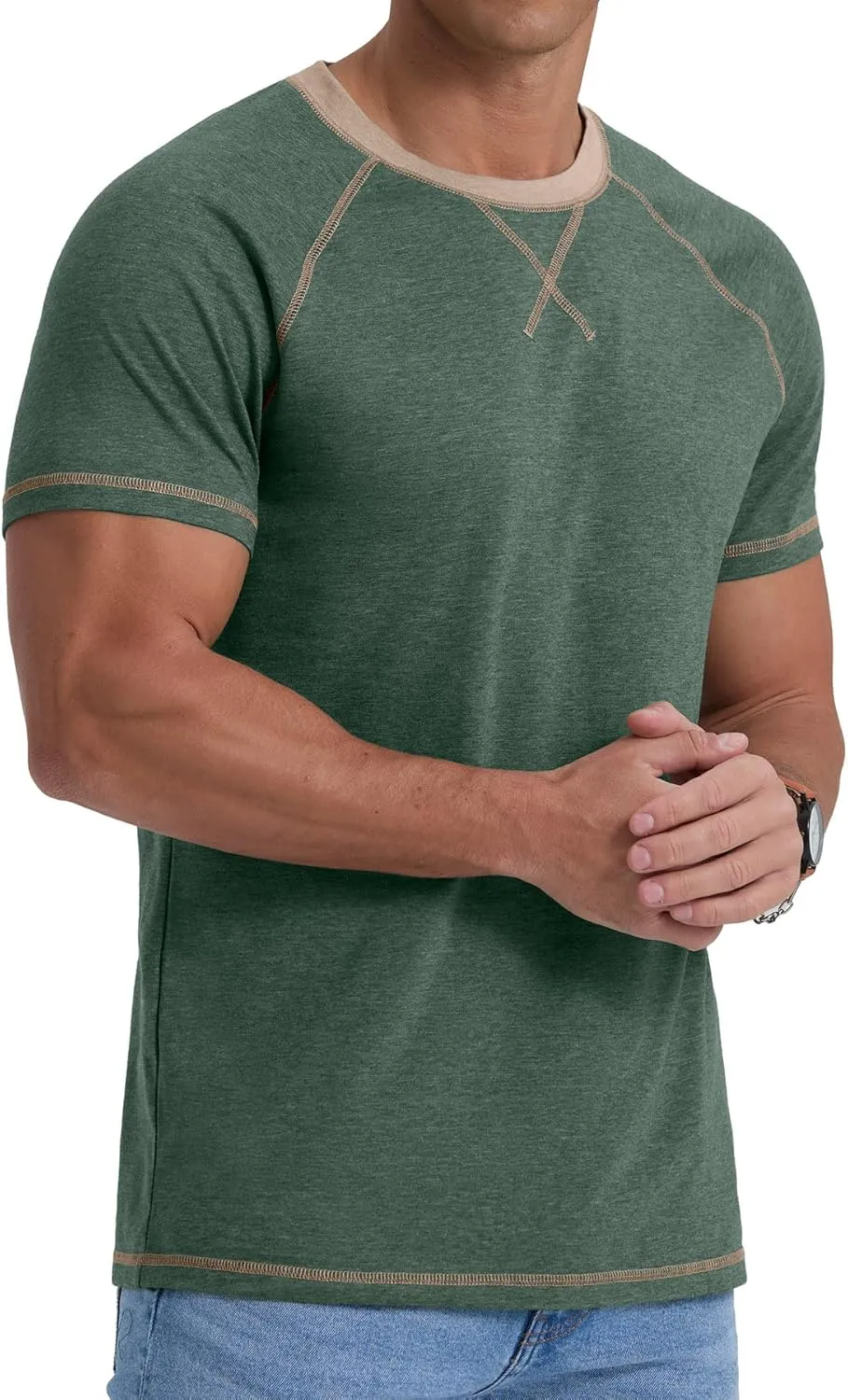 Askdeer Mens Cotton T-Shirt Short Sleeve Casual Shirts Lightweight Crew Neck Soft Summer Tops
