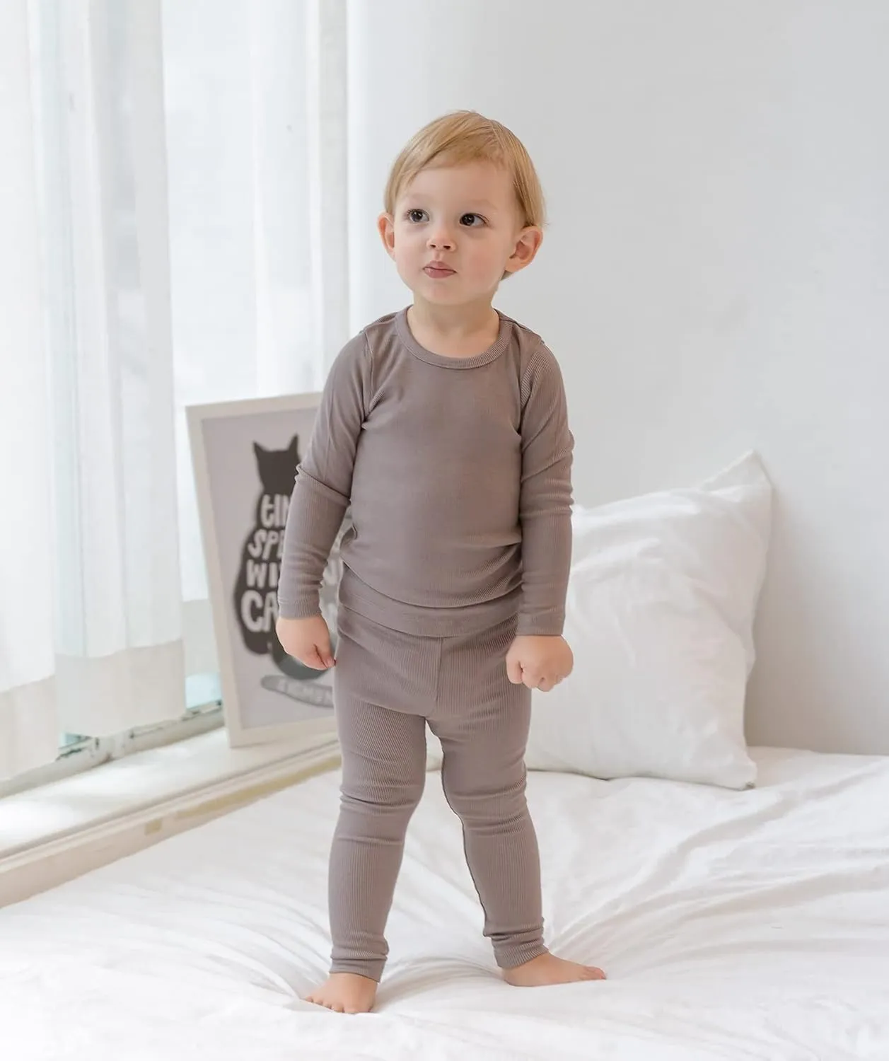 AVAUMA Baby Boys Girls Pajama Set Kids Toddler Snug fit Ribbed Sleepwear pjs for Daily Life Style