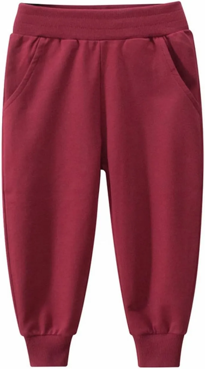 Baby Boys Sweatpants Toddlers Cotton Pull On Jogger Pants Kids Elastic Waist Stretch Pants School Uniform Pants