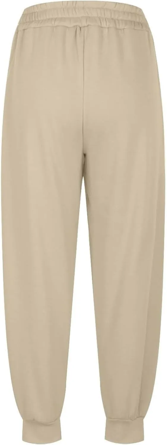 Baggy Fleece Joggers for Women Cozy Soft High Waisted Sweatpants with Pockets Elastic Waist Athletic Pants