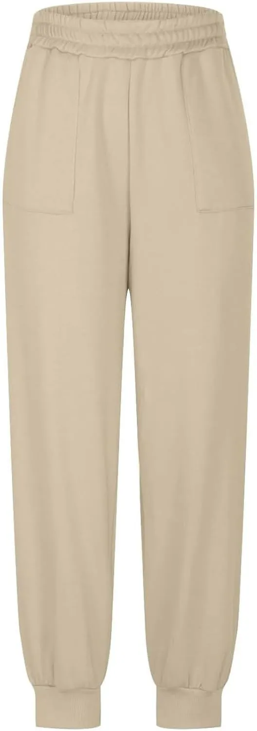 Baggy Fleece Joggers for Women Cozy Soft High Waisted Sweatpants with Pockets Elastic Waist Athletic Pants
