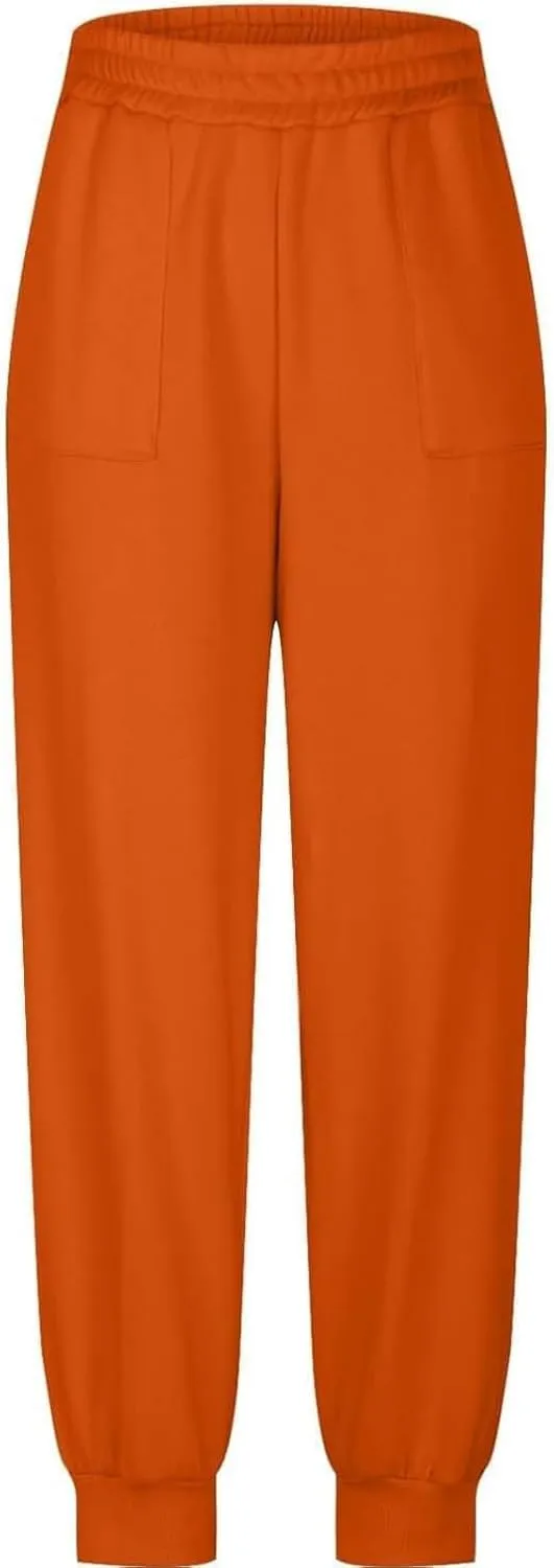 Baggy Fleece Joggers for Women Cozy Soft High Waisted Sweatpants with Pockets Elastic Waist Athletic Pants