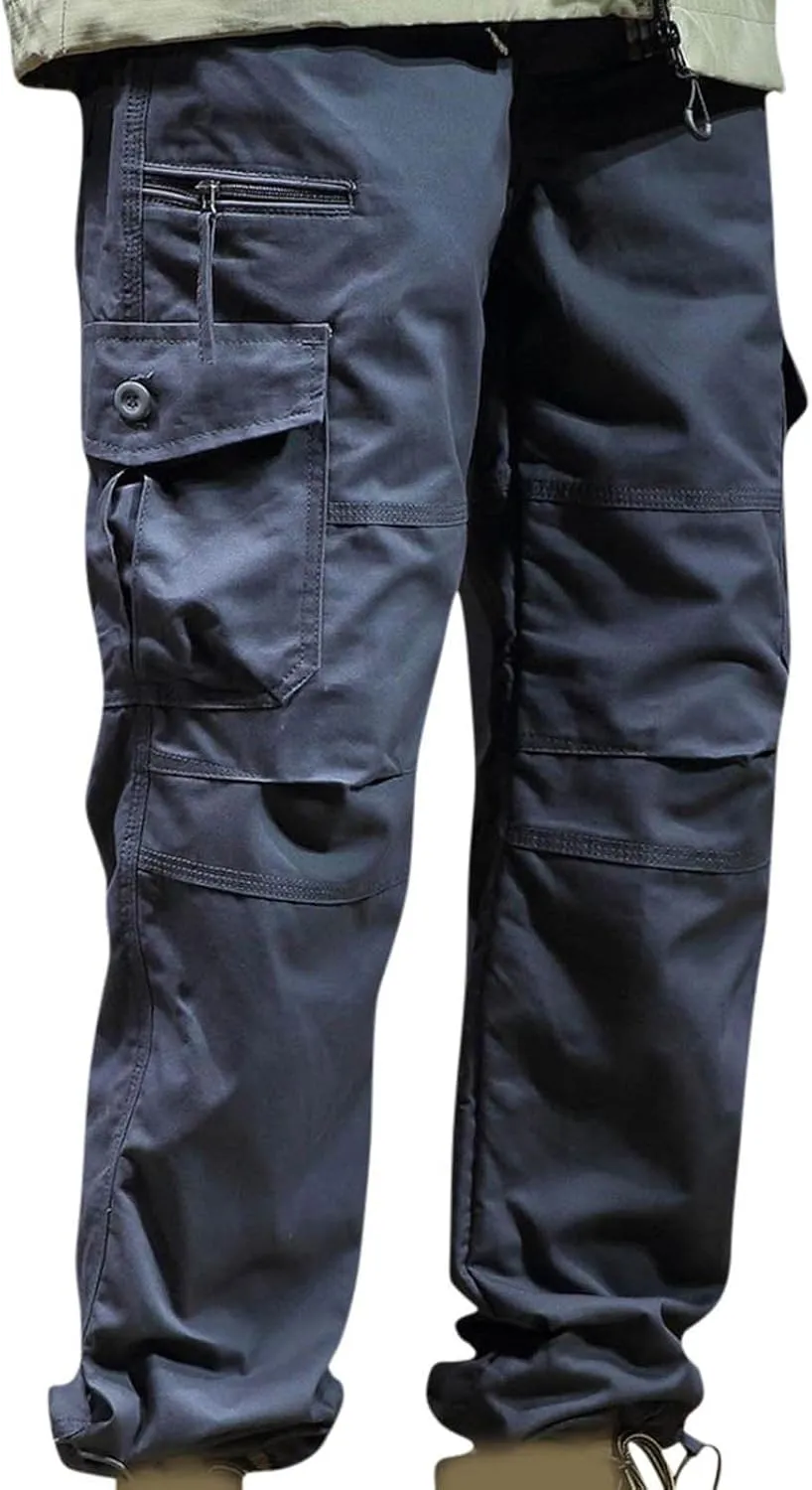Baggy Jogger Pants for Men Elastic Waist Solid Sweatpants Classic Sherpa Lined Winter Warm Straight Fleece Pants
