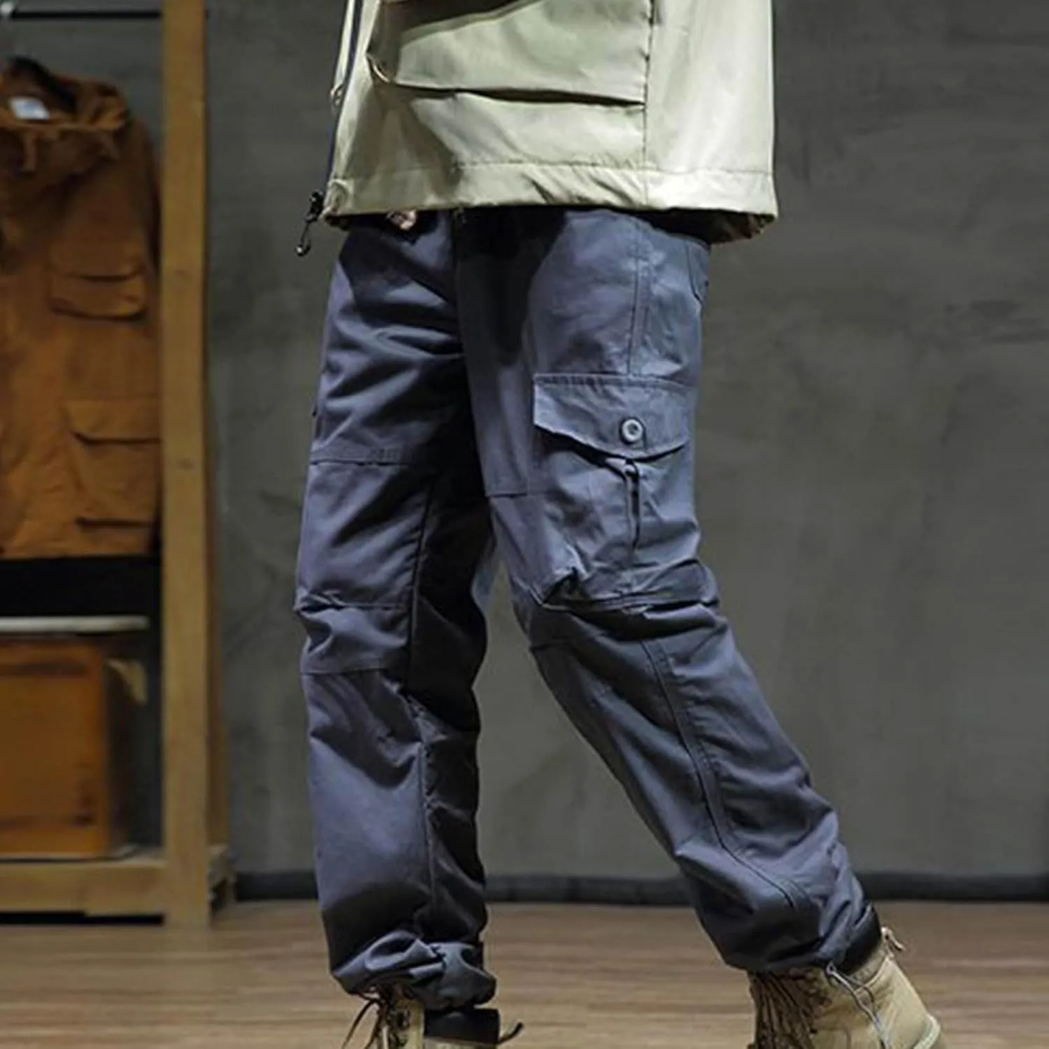Baggy Jogger Pants for Men Elastic Waist Solid Sweatpants Classic Sherpa Lined Winter Warm Straight Fleece Pants